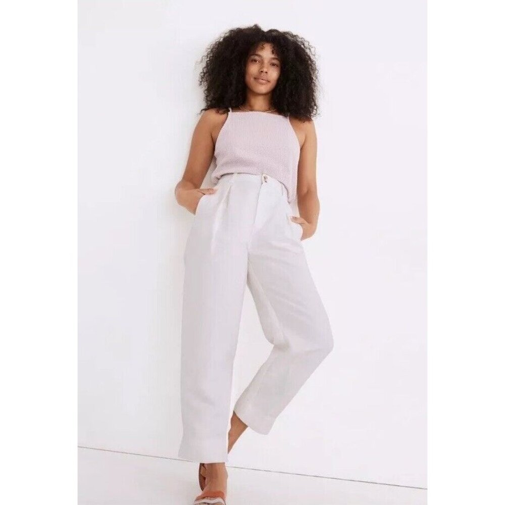 Madewell‎ Linen-Blend Pleated Taper Wide-Leg Pants Womens 8 NWT